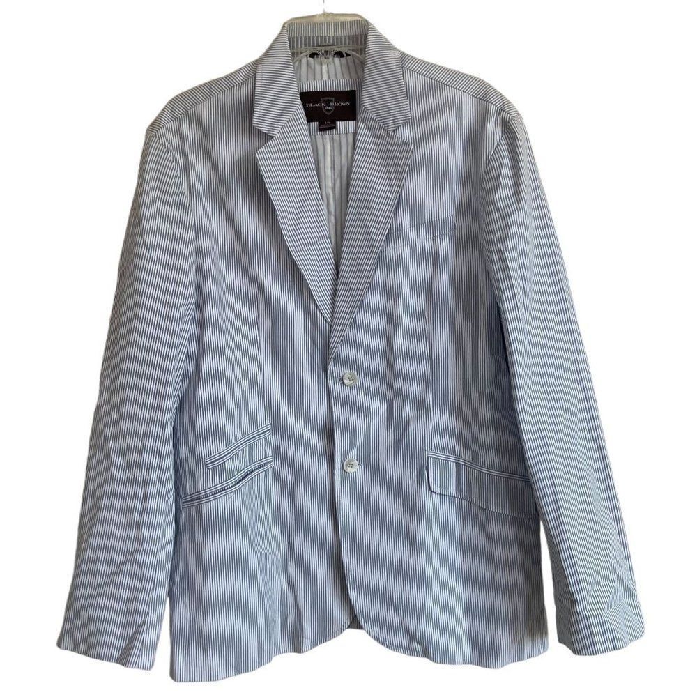Black Brown Seersucker Striped Sport Coat Blazer Preppy Quiet Luxury Size Large